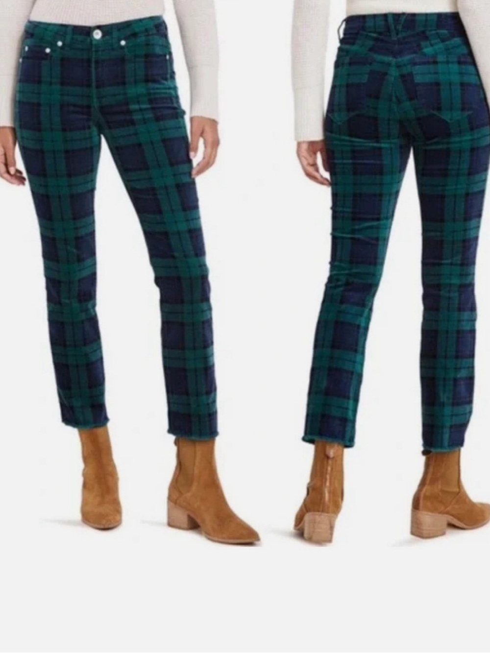 Vineyard Vines Jamie Blackwatch Frayed Kick Flare Corduroy Pants